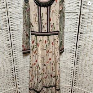 Miss Selfridge Maxi Dress Sheer Embroidered Size 4